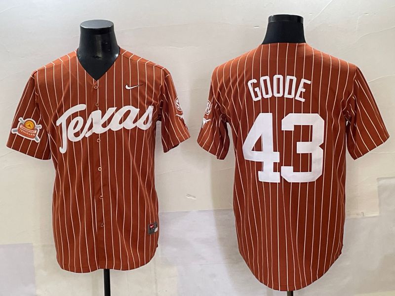 Men 2025 Texas Longhorns #43 Goode Brown stripe Joint Name Nike NCAA Jersey style 17->ncaa teams->NCAA Jersey